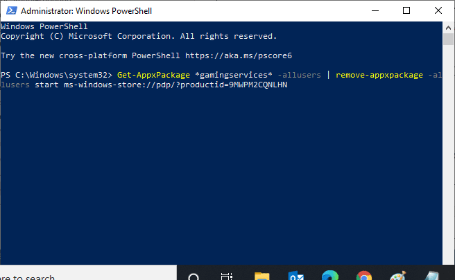 Get-AppxPackage gamingservices command