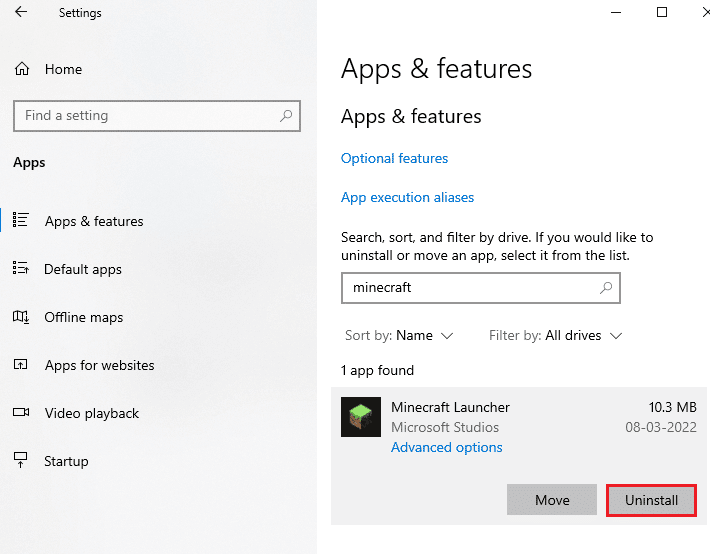click on Minecraft Launcher and select Uninstall option. 11 Ways to Fix Minecraft Error Code Deep Ocean