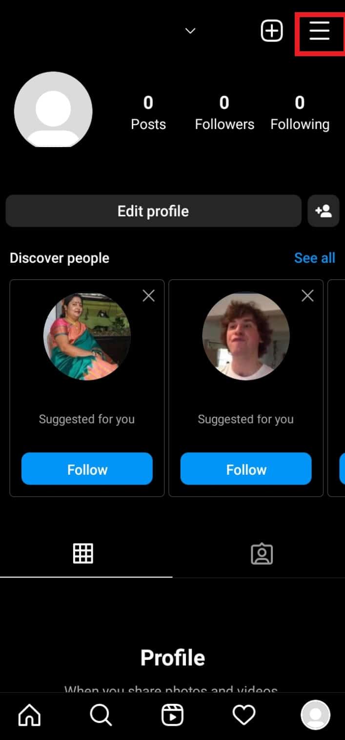  open hamburger menu | change password on Instagram