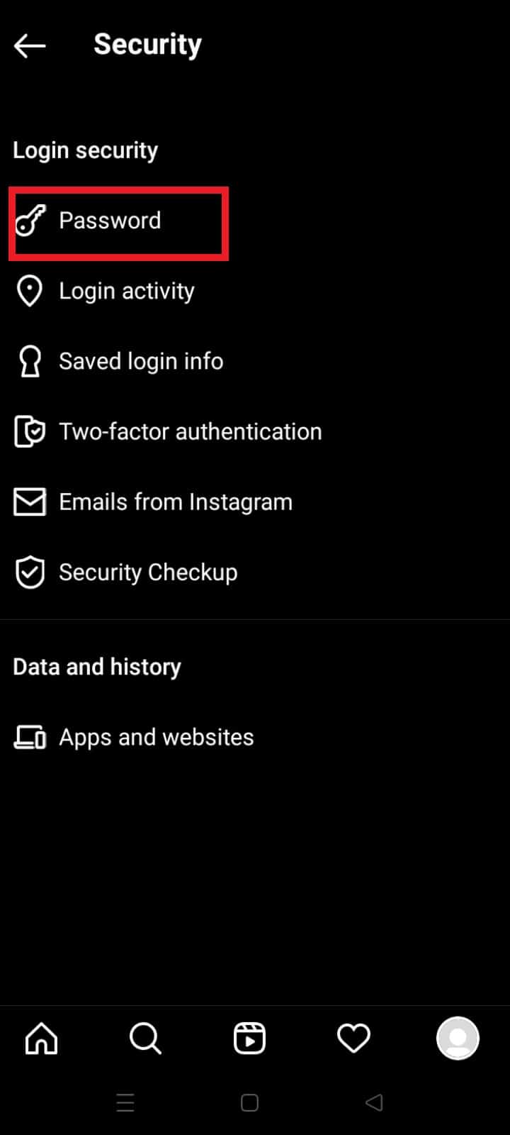 tap on password