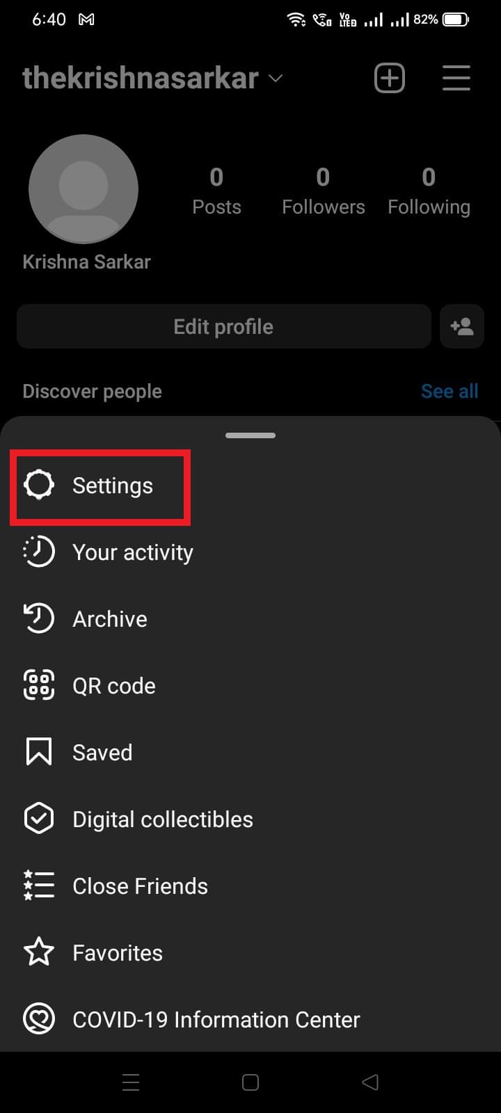 open setting menu