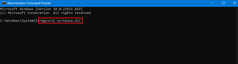 regsvr32 ucrtbase.dll command
