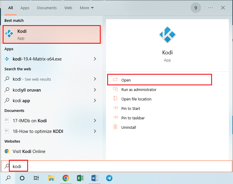launch the Kodi app