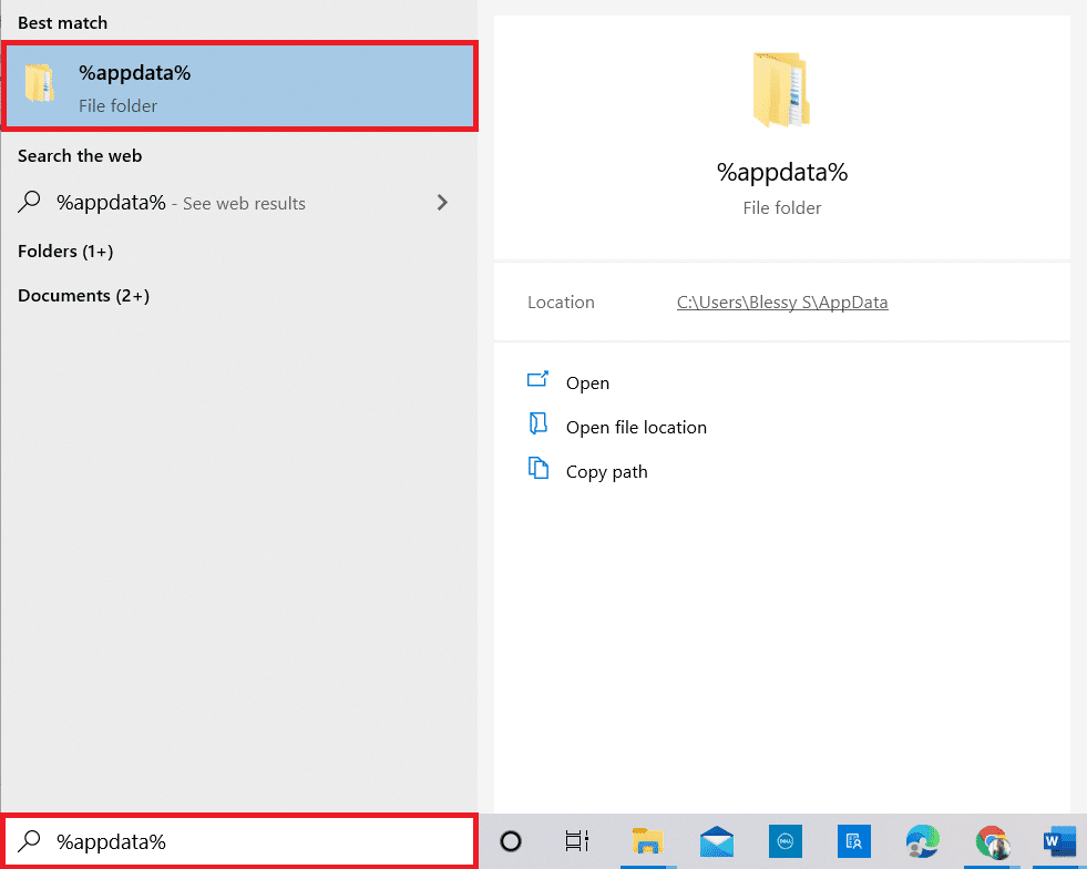 open the AppData Roaming folder