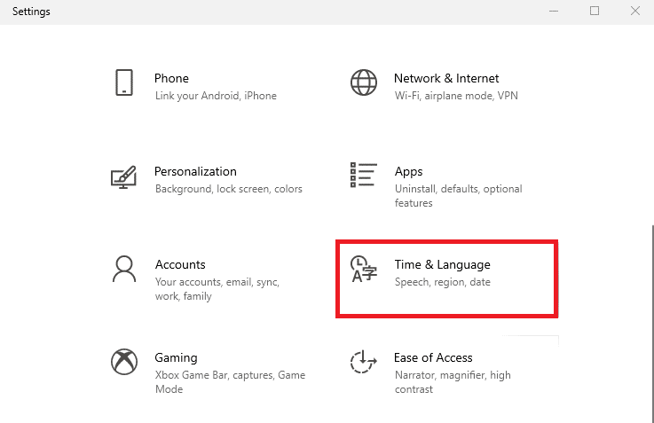 to open the Settings app and click on the Time Language option