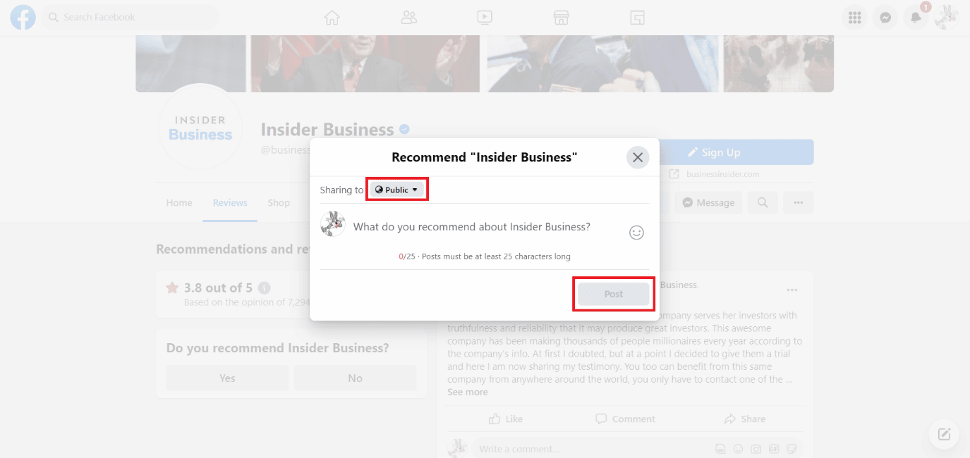 select Public and tap on Post