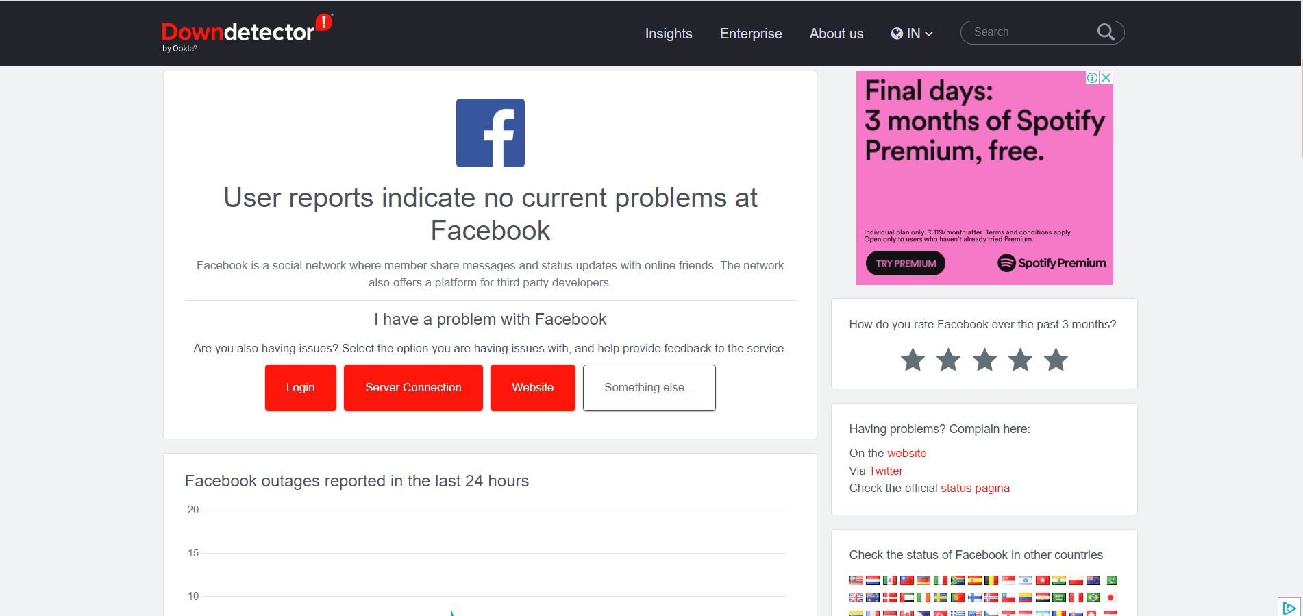DownDetector Facebook page | How to Leave a Review on Facebook App