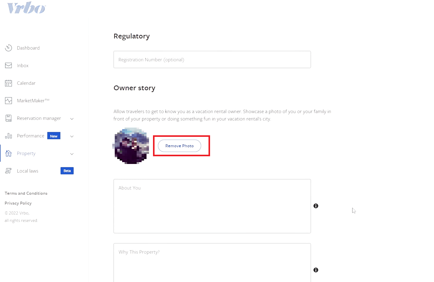 Click on Remove Photo against your photograph | How to Change Email on VRBO