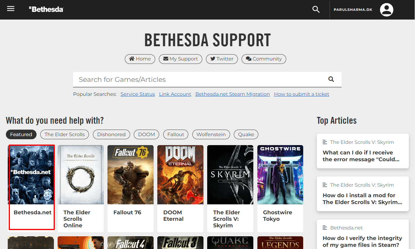 click on bethesda.net