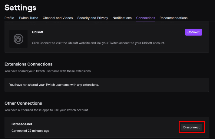 Scroll down to the bottom and click on the Disconnect option beside Bethesda.net | How to Unlink Bethesda Account