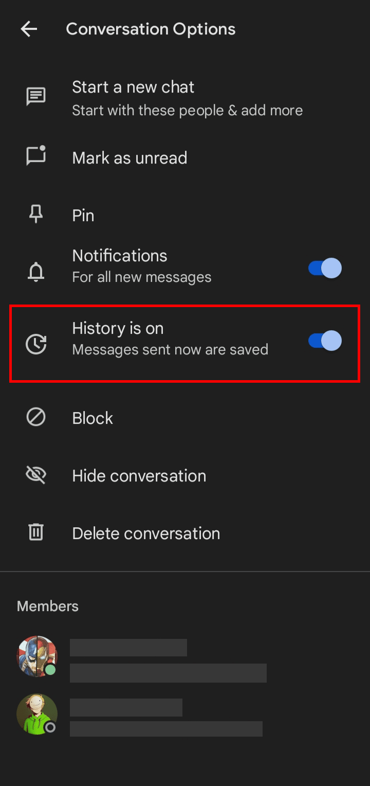Tap on the toggle switch beside the History is on option to disable it.