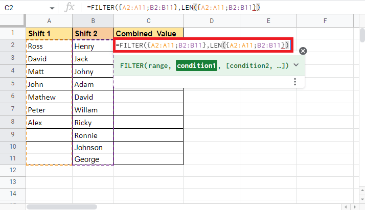 Close the curly bracket and the bracket of the LEN formula to complete it 