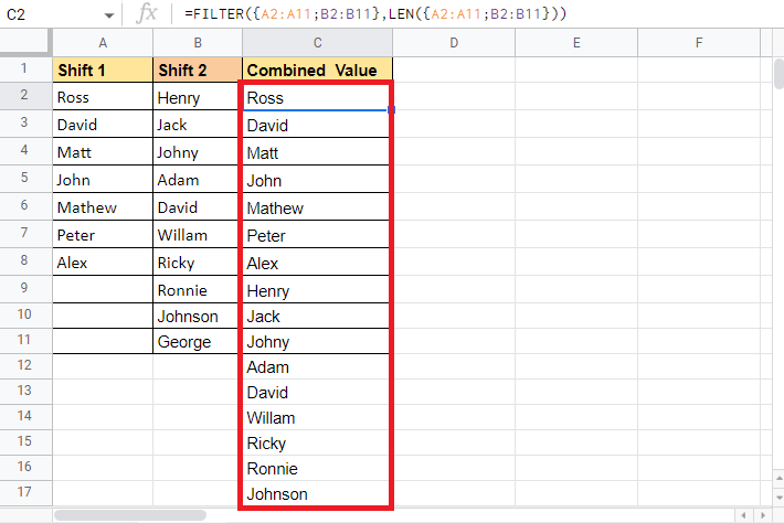 Press Enter key to see the target values in place