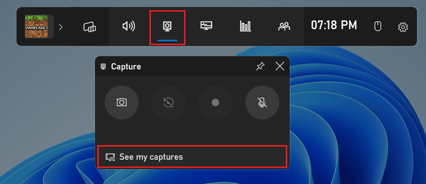 Click on Capture tab - See my captures