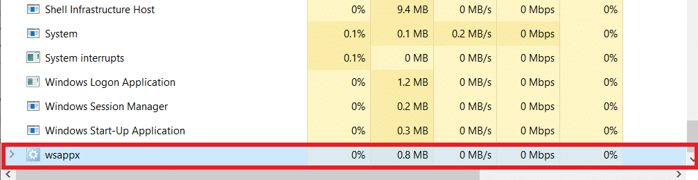 scroll down on the Processes tab and right-click on wsappx