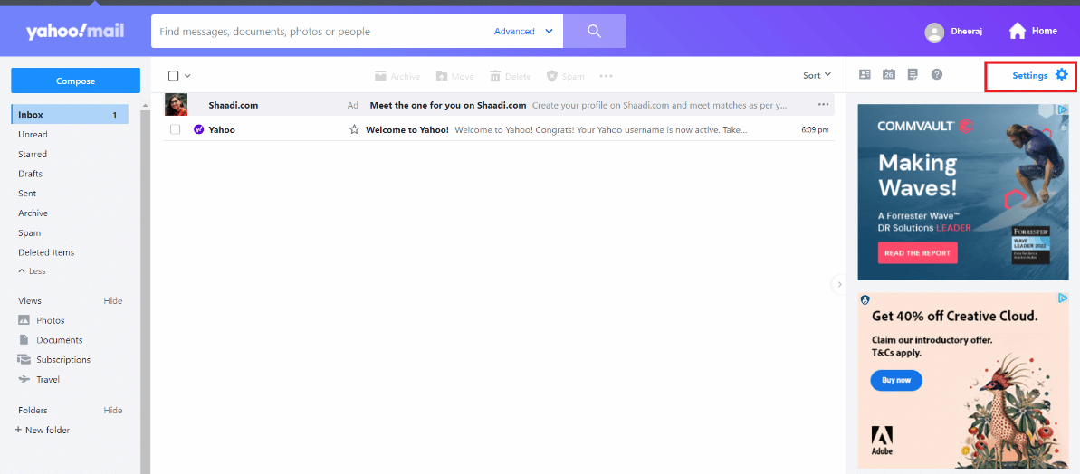 Click on Settings