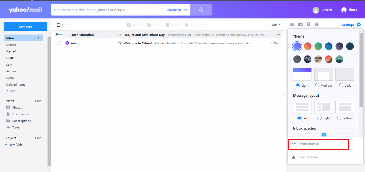 click on More settings. How to Enable or Disable Images on Yahoo Mail
