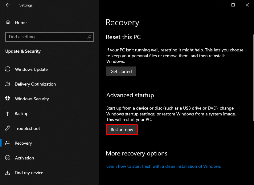 click on Restart now. Fix Machine Check Exception Error in Windows