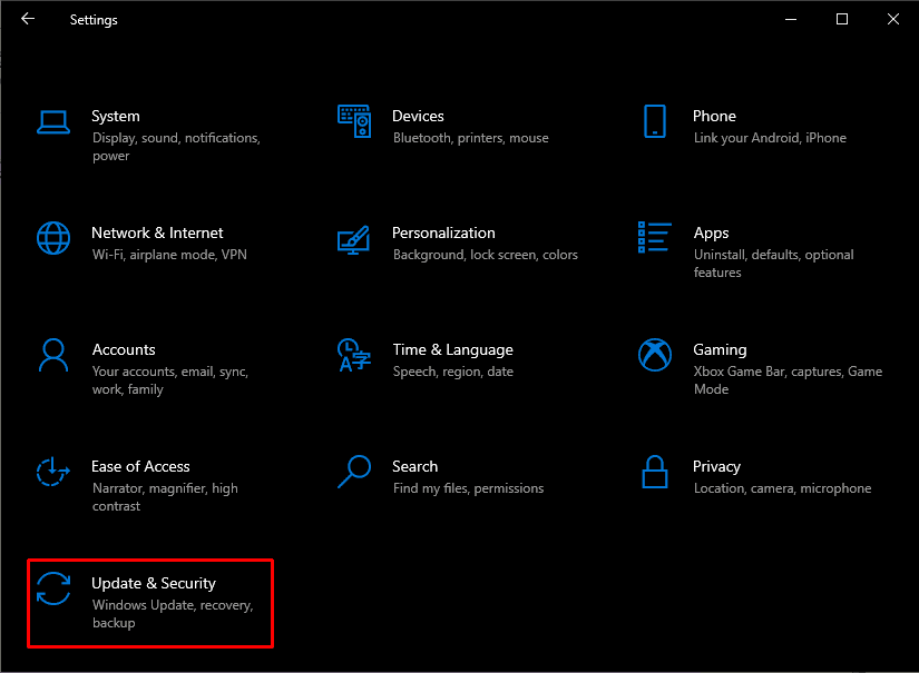 Click on Update and Security. Fix Machine Check Exception Error in Windows