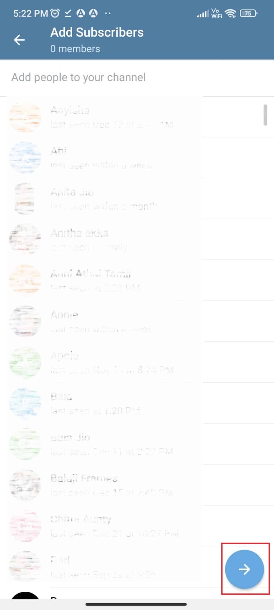Select the subscribers you want to add from your contact list