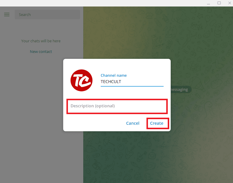 Add a description if you want to add any and then click on Create