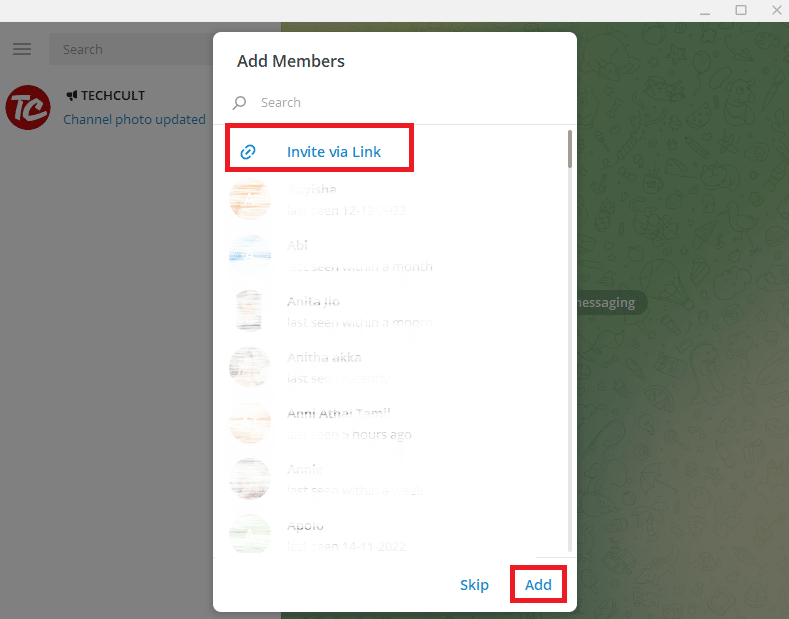 Click on Save then click on the invite via link to copy the link and share and add your contacts