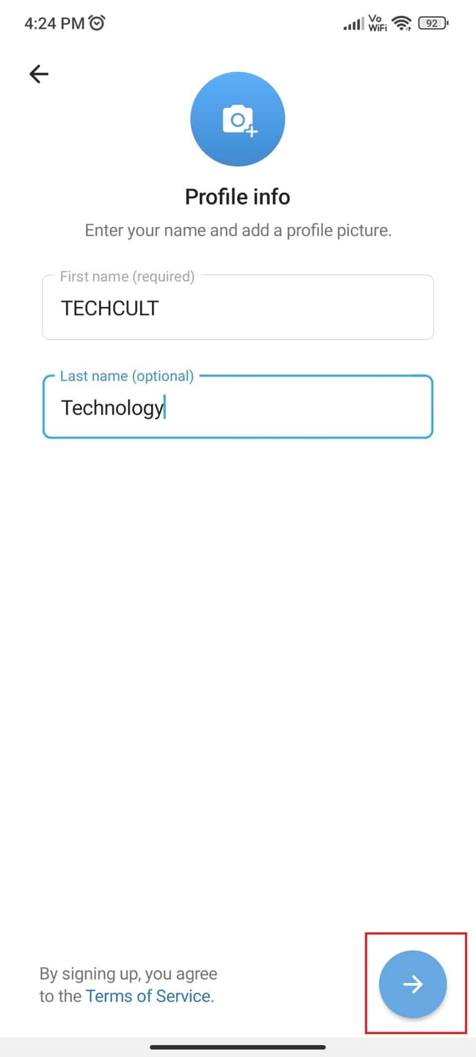 Tap on the arrow icon at the right-hand bottom of the screen 