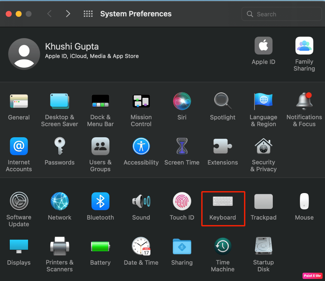 choose Keyboard option and then Input Sources. | trackpad not working Mac
