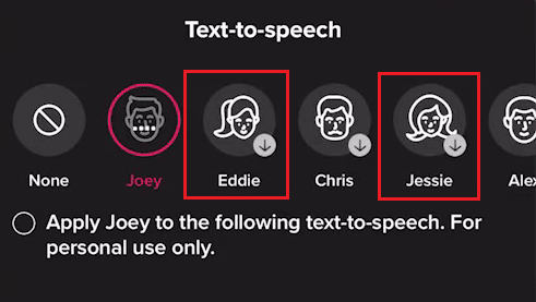 select any desired female voice. For example, Eddie, or Jessie