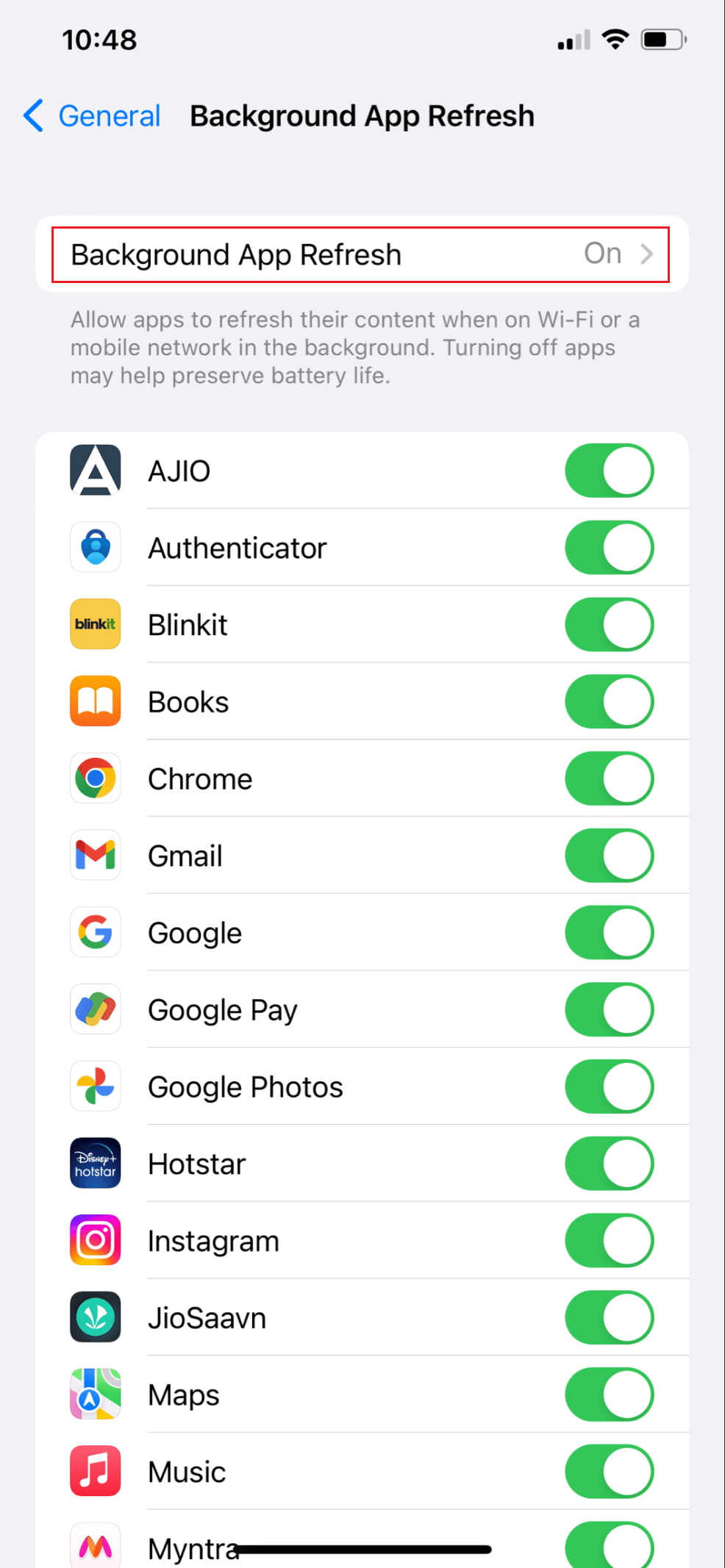 tap on Background App Refresh again | How Do I Fix Slow Internet on My iPhone