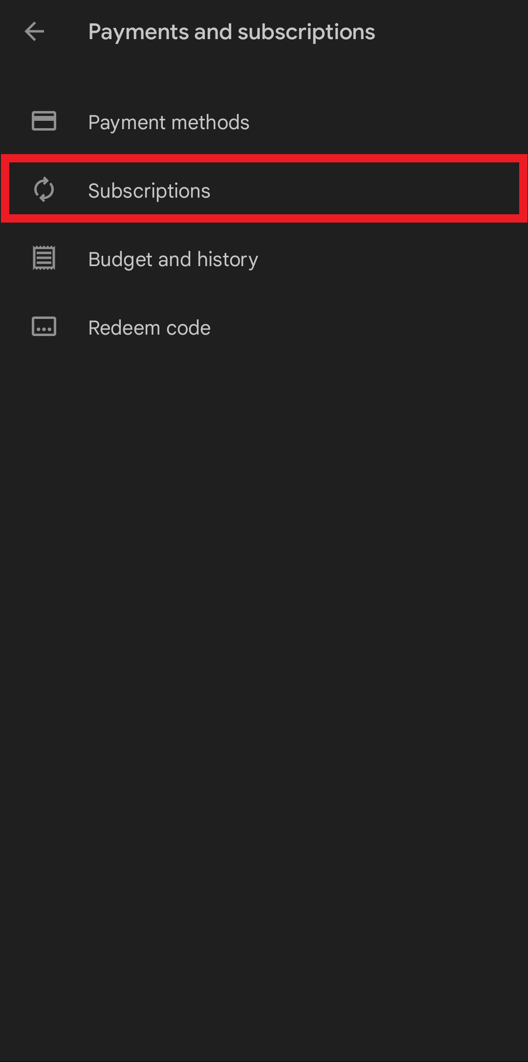 go to subscriptions