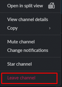 Now, right click on the Channel or Group and click on the Leave Option from the drop-down menu to leave a group from Slack. 