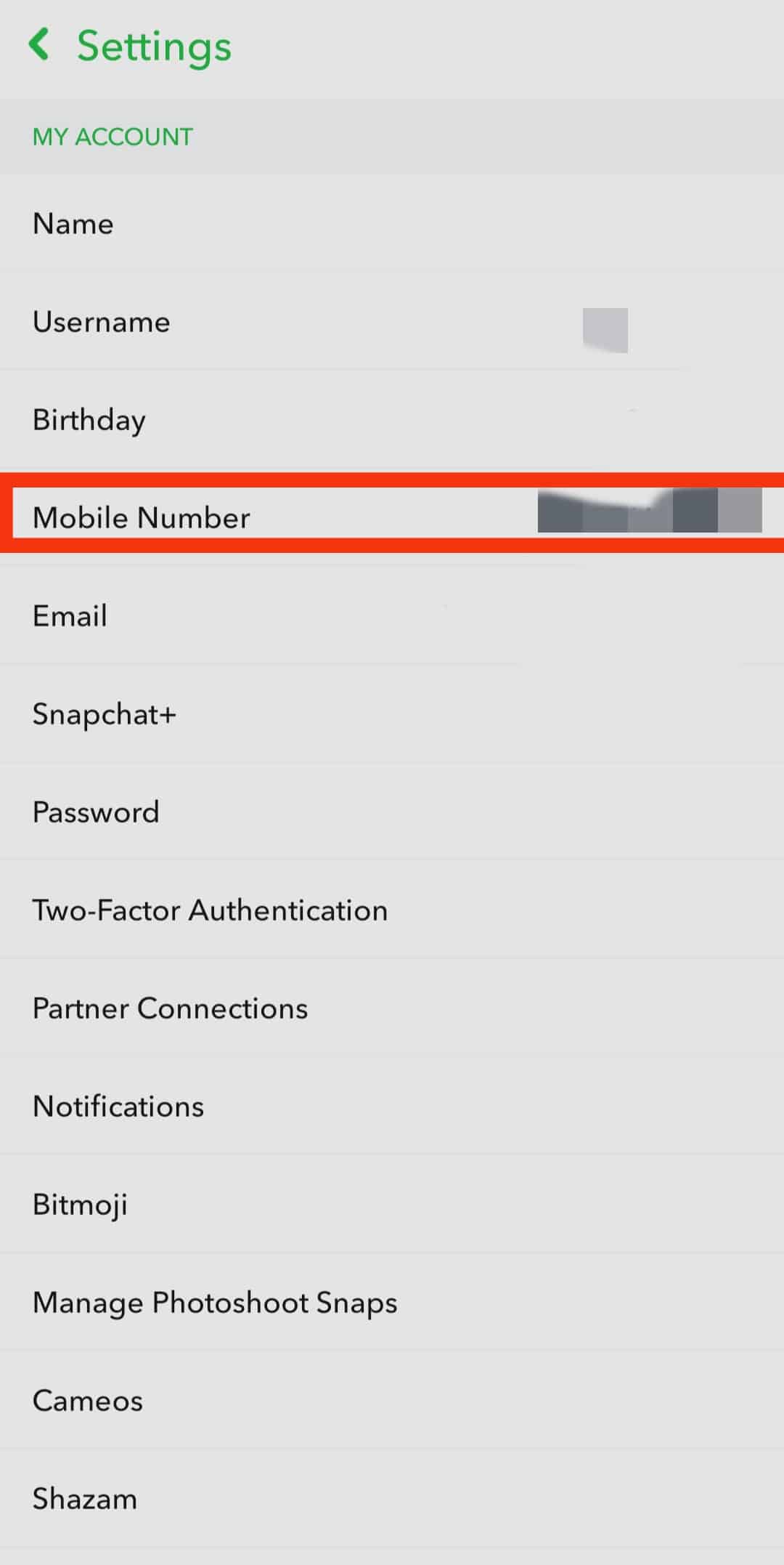 Choose Mobile Number.