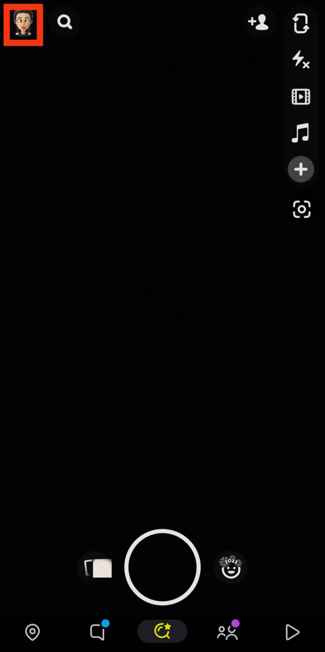 Tap the icon for your profile. | How to Remove Phone Number from Snapchat