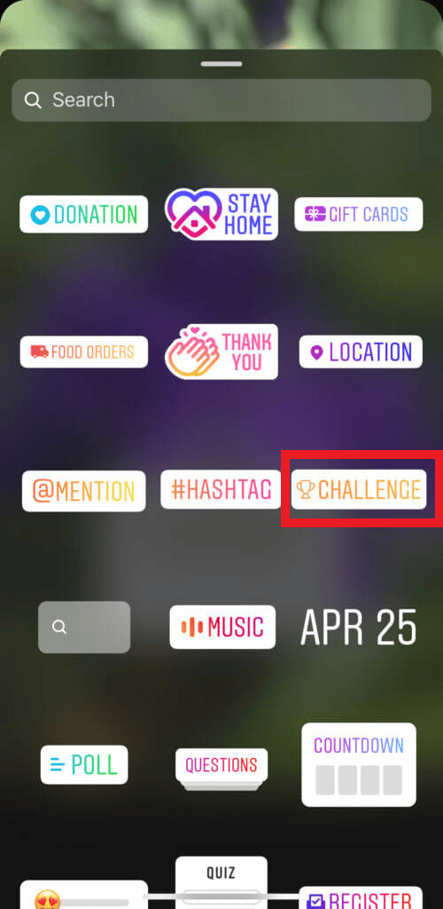 scroll down and look for the sticker Challenge