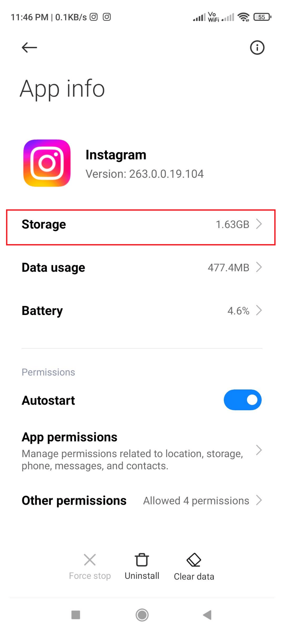 tap on Storage.
