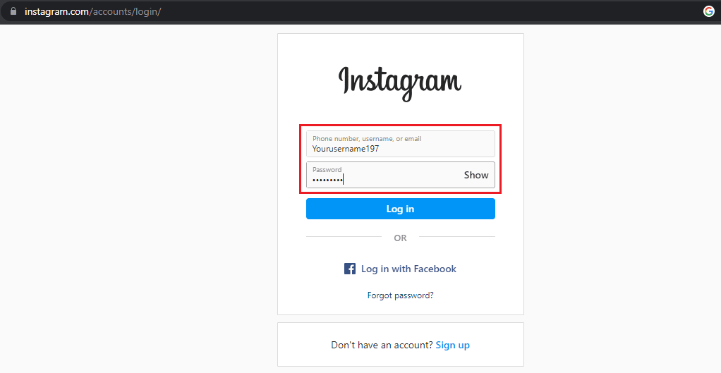 Enter your Phone number, username, or email. 