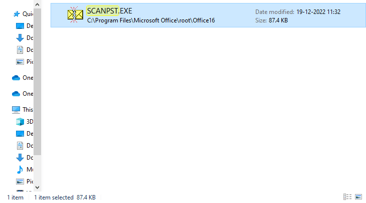 Find and launch the SCANPST tool