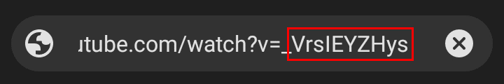 Paste the video link in the search bar and from the link copy the video code written after v=_.