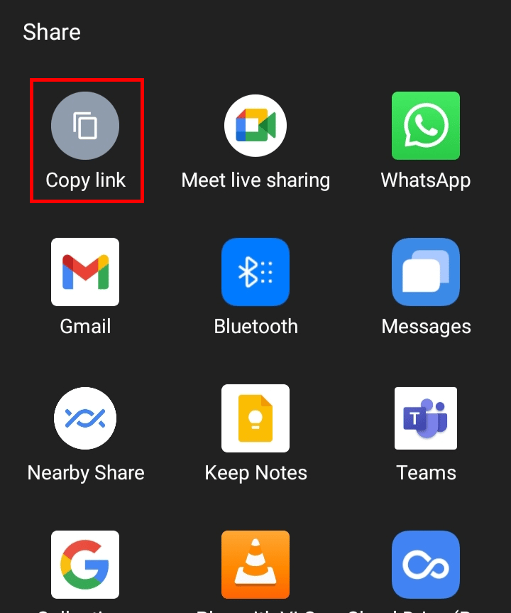 Tap on Copy link option.