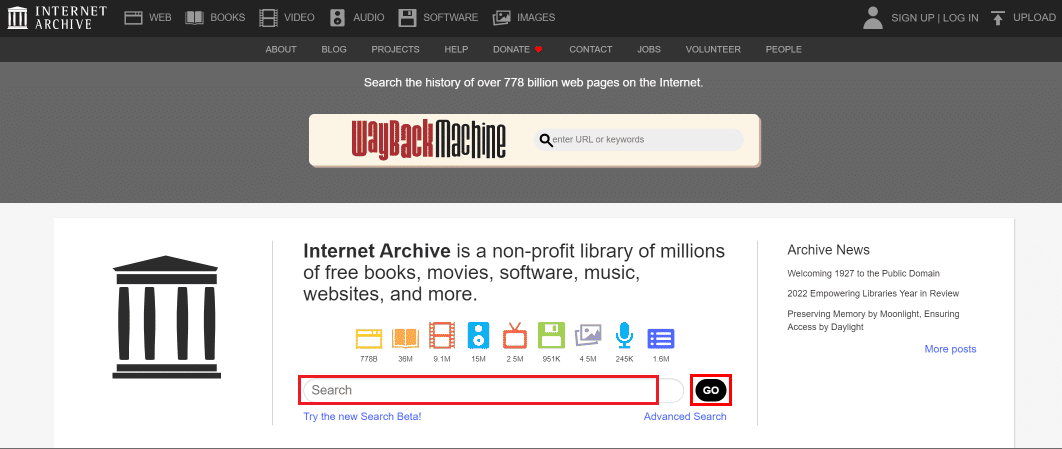 Paste the copied link in the search box and click on the GO option to search