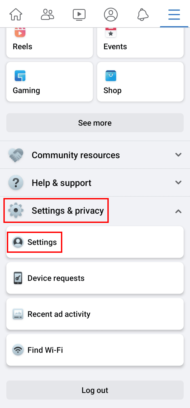 Settings & privacy - Settings