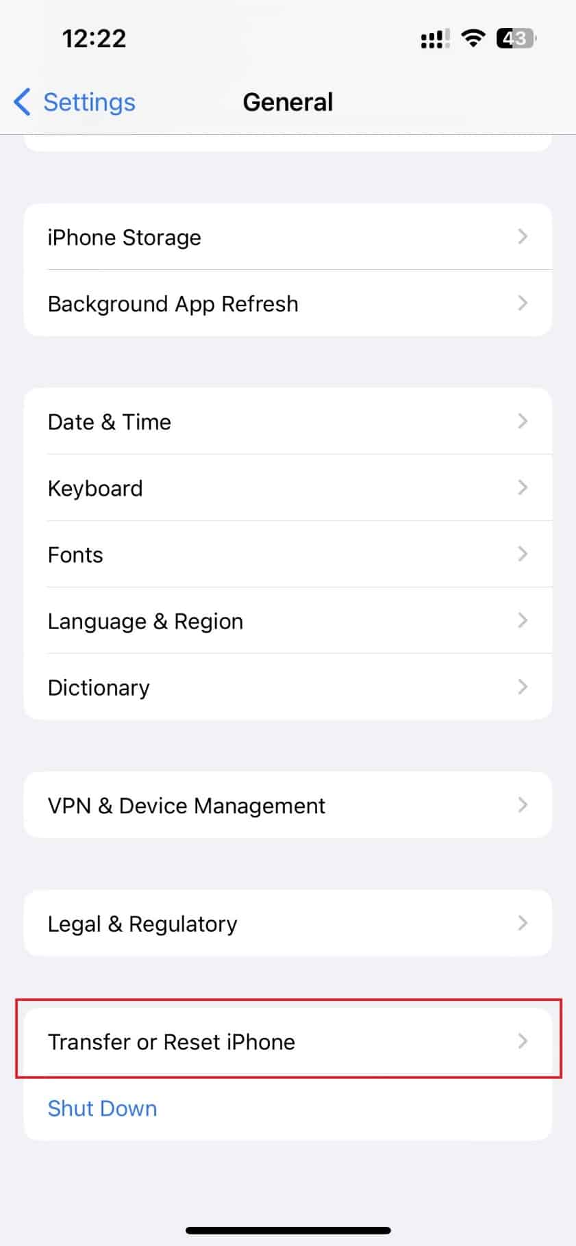 You will get an option for Transfer or Reset iPhone.
