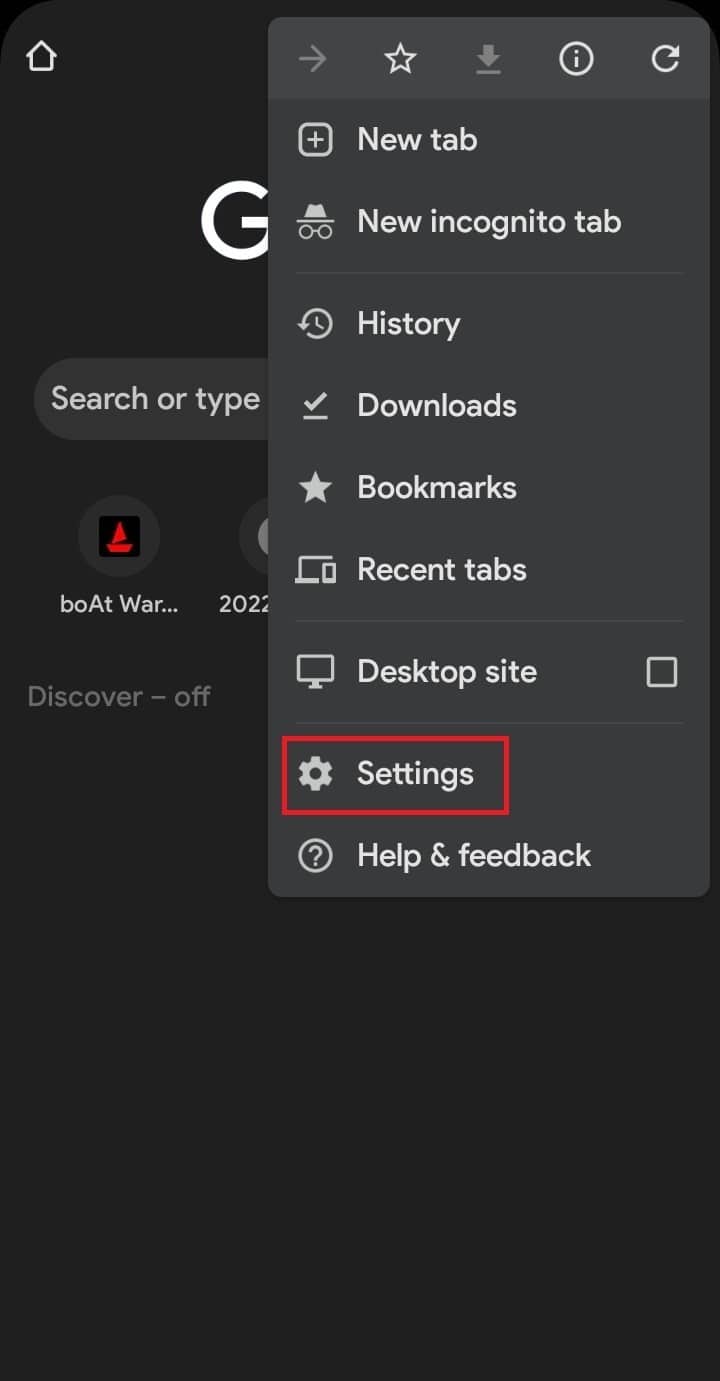 Tap on Settings