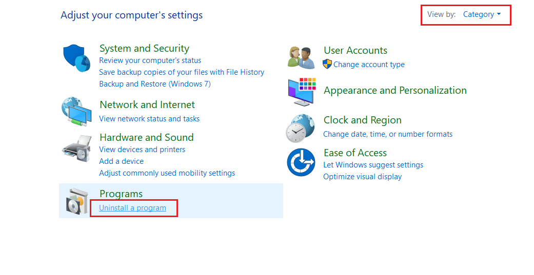 select uninstall a program