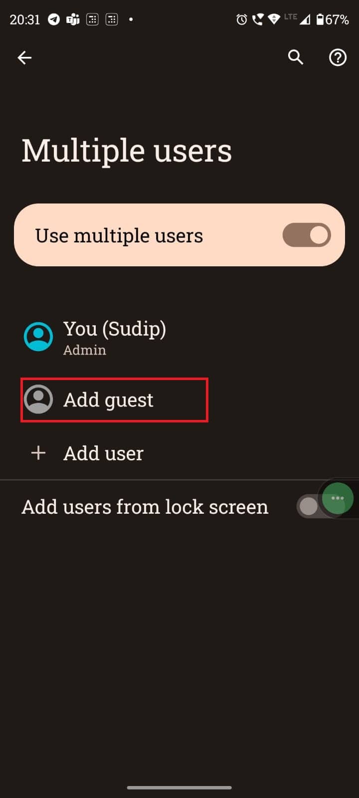 tap on add guest