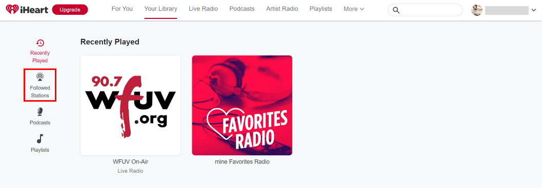 Click on Followed Stations option from the left.