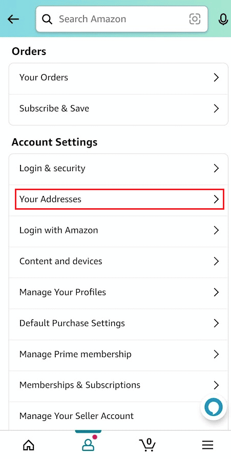 Tap on Your Addresses