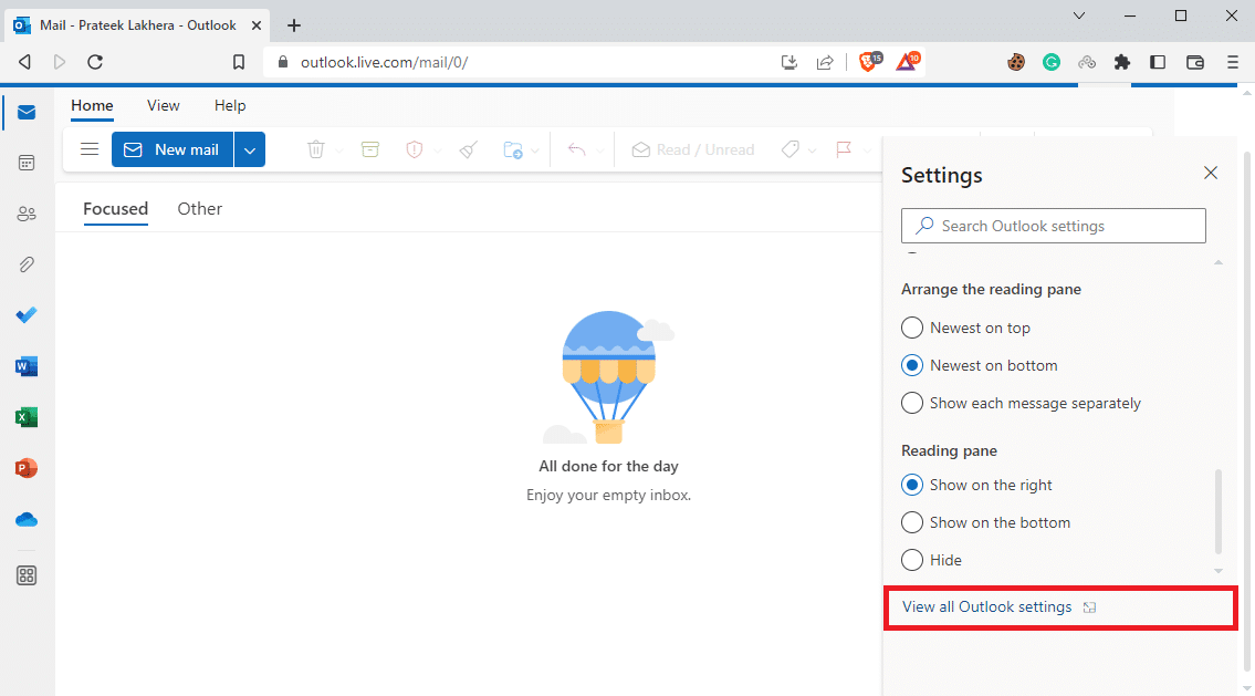 click on View all Outlook settings