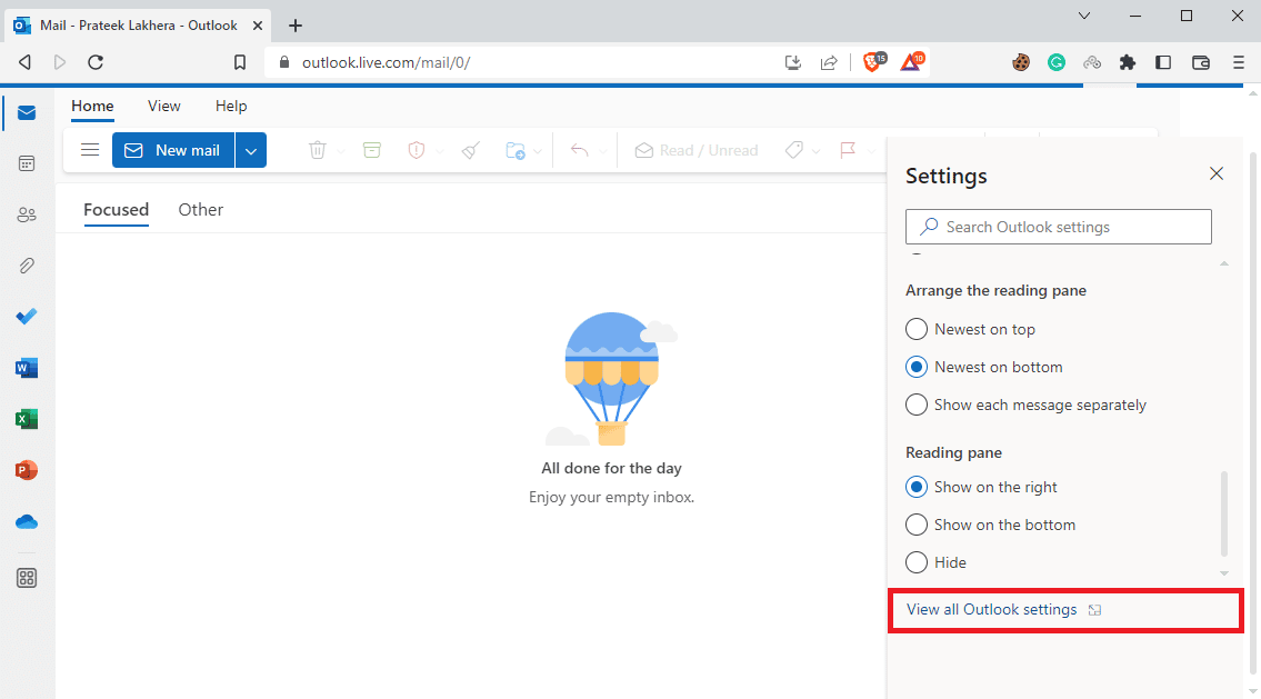 click on View all Outlook settings